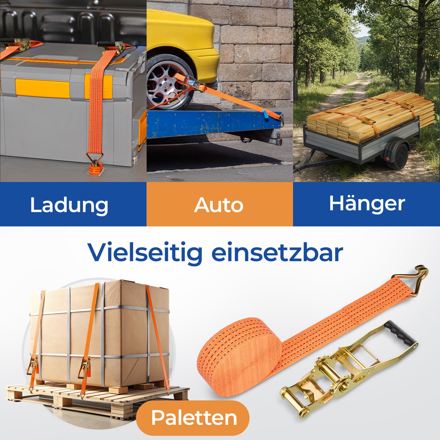 Spanngurte 5 Tonnen 10 Meter Länge mit TÜV-Zertifikat