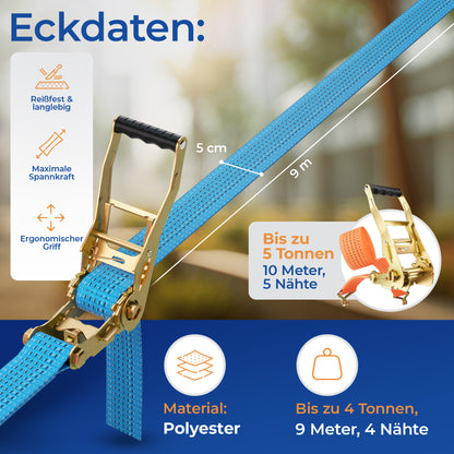 Spanngurte 4 Tonnen 9 Meter Länge mit TÜV-Zertifikat